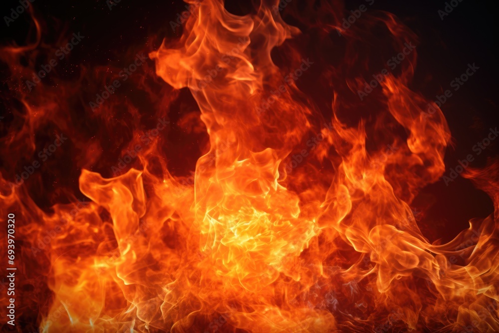 Poster a close up of a fire on a black background. can be used to create a dramatic and intense atmosphere