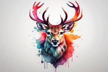 powerful colorful deer face logo facing forward