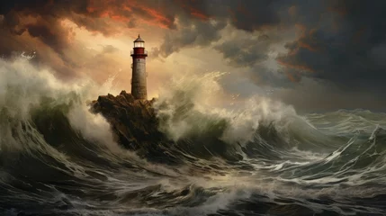 Foto op Canvas lighthouse at night © Emil