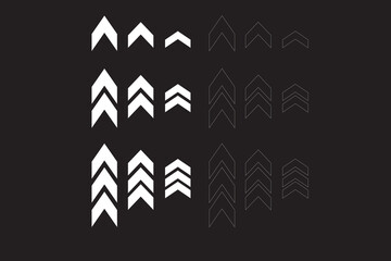 Group of arrows in the background in vector graphics.