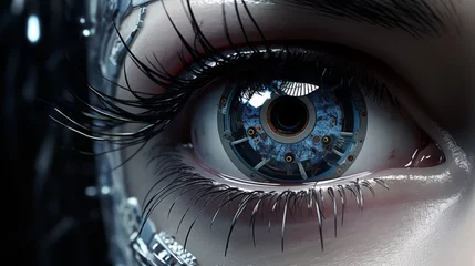 Fotobehang Close-up of a cybernetic high technology eye.  © Andrea Raffin