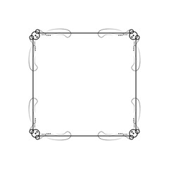 Abstract Black Simple Line Square With Leaf Leaves Frame Flowers Doodle Outline Element Vector Design Style Sketch Isolated Illustration For Wedding And Banner