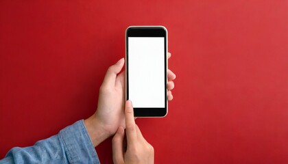 Hand using smartphone with blank screen