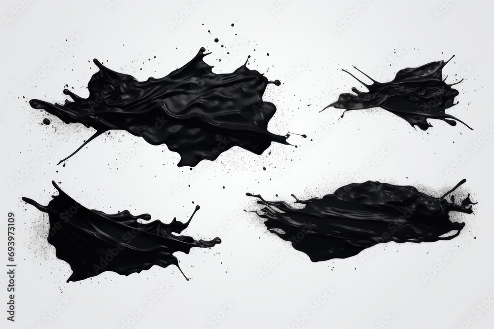 Poster A group of black paint splatters layered on top of each other. Can be used for various design projects