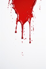 A blood-covered heart on a white background. This image can be used to depict love, passion, or even horror themes