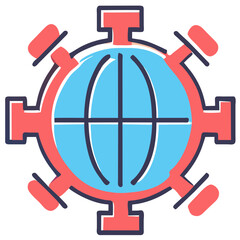 Globe surrounded by data nodes. vektor icon illustation