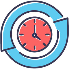 Synchronized clocks with arrows. vektor icon illustation