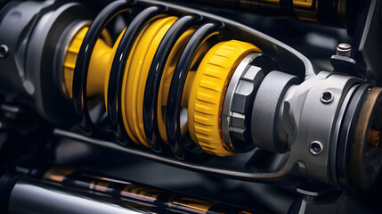 Closeup of springs, shock absorbers rad shock Absorbers focus on suspension generativ ai