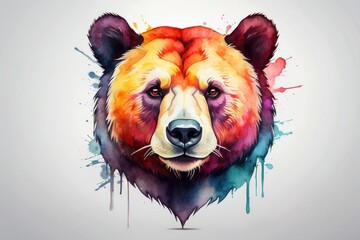 powerful colorful bear face logo facing forward