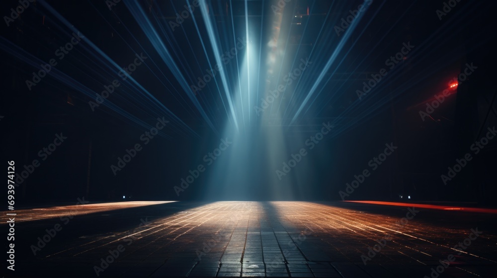 Leinwandbilder a picture of a street at night with a captivating light beam shining through. perfect for adding a t