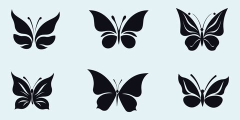 
Set of butterflies, silhouettes and butterflies icons isolated on white background.  - obrazy, fototapety, plakaty