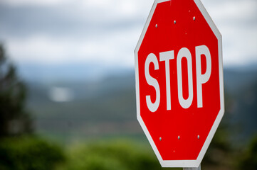 Close up shot of stop sign