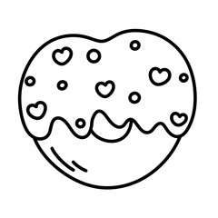 Heart shaped donut line icon.