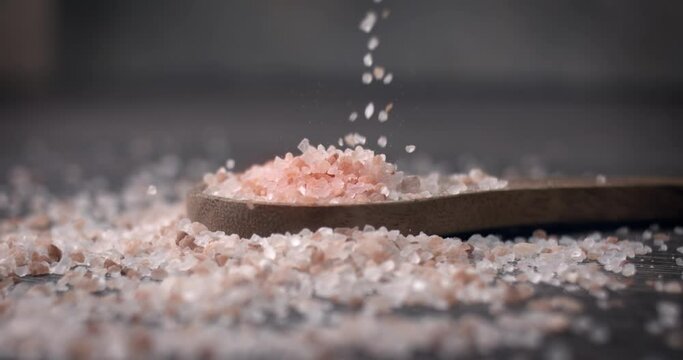 Himalayan pink salt in a super slow motion.