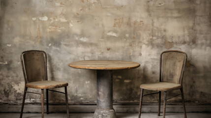 A Time-Worn Setting with Chairs and Table