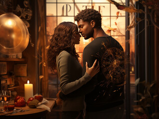 Couple Celebrating New Years with Tones of Black & Gold