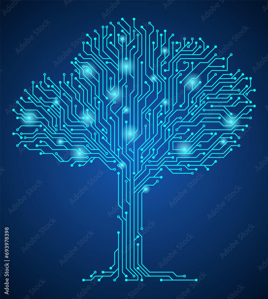 Aufkleber brain with circuit board texture. digital concept. circuit board computer style brain. stylized mind