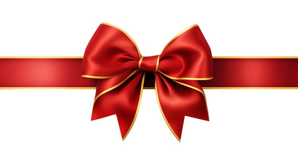 Fototapeta premium Red Ribbon with gold outlines