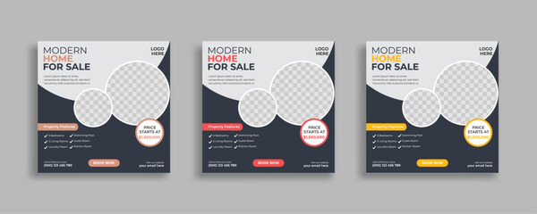 Real estate social media post square web banner template	