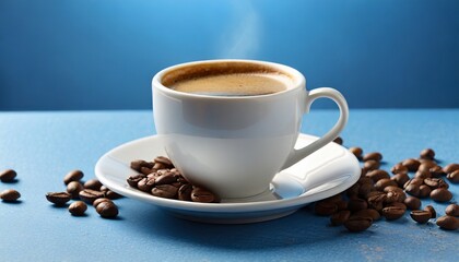 Fototapeta premium Cup of coffee over blue background