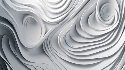 White abstract 3D waves background texture.