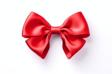Red bow tie isolated on white background with clipping path. Top view.