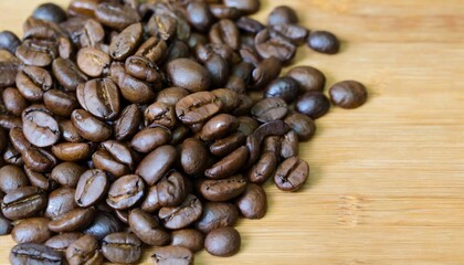 coffee beans on a wooden background