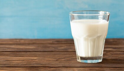 glass of milk on wooden table