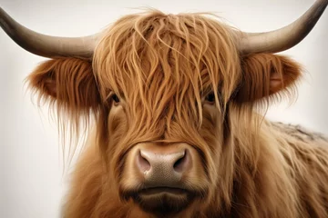 Crédence de cuisine en verre imprimé Highlander écossais Closeup of highland cow