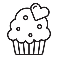 Sweet heart cupcake line icon.