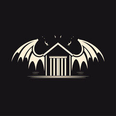 a shed with dragon wings vector logo - obrazy, fototapety, plakaty