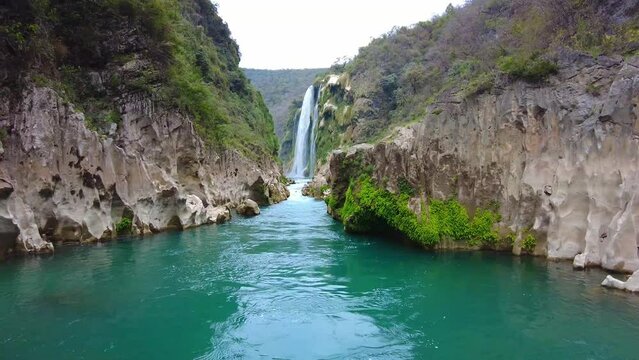 View of the Tamul waterfall in San Luis Potosi Mexico
