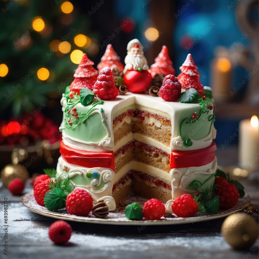 Wall mural Santa Claus Christmas Cake