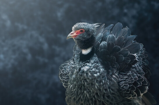 Southern Screamer (Chauna torquata) on a blue background