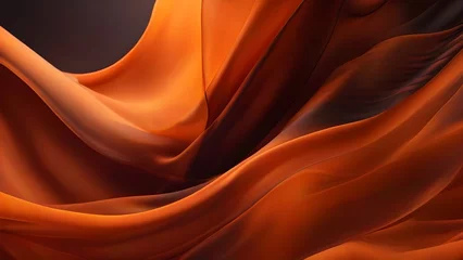 Poster Abstract background of smooth flowing silk with soft wave of orange and black colors © PrismaRuru