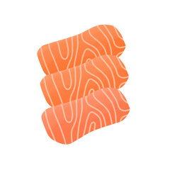 Sliced salmon sashimi cartoon