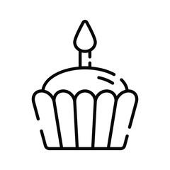 Grab this carefully crafted icon of cupcake, small cupcake with candle on it, birthday cake vector design