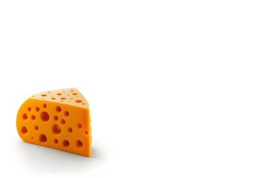 Fondo blanco con Pieza de quso aislada. Render realista generado con tecnolog&iacute;a IA