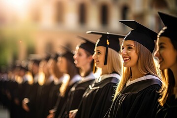 students in a graduation day - obrazy, fototapety, plakaty