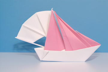 origami paper boat. Handmade paper craft. paper polygonal origami. Generated with AI