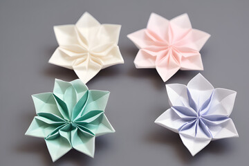 origami flowers Handmade paper craft. paper polygonal origami. Generated with AI