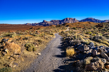 Mount Teide, Tenerife, Spain. Hiking path in the National Park (Spanish: ‎⁨Parque Nacional del...