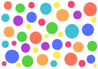 Many multi-colored bright chaotic balls on a white background , colorful polka dots