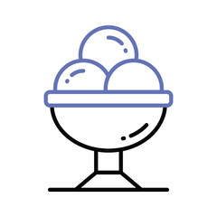 Download this premium icon of ice cream cup with three flavor scoops, trendy vector