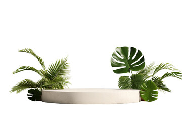 Tropical Elegance Clean Podium Design isolated on transparent background - obrazy, fototapety, plakaty