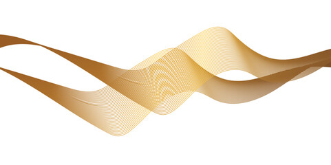 Abstract wavy lines flowing curve golden gradient color on transparent background. Abstract white background colorful lines. modern wavy stripes on white background isolated.