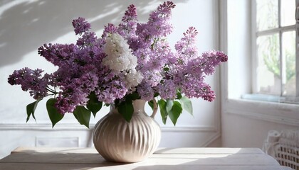 bouquet of lilac flowers in vase