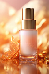 Naklejka premium A bottle of white liquid with a gold cap. Suitable for use in various industries and applications