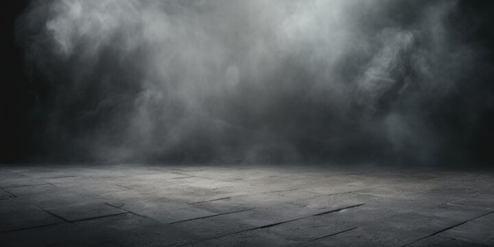 A dark room filled with thick smoke creating a mysterious and atmospheric ambiance. Ideal for adding intrigue and suspense to various projects