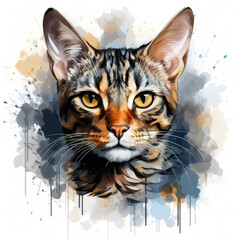 watercolor Egyptian Mau clipart, Generative Ai